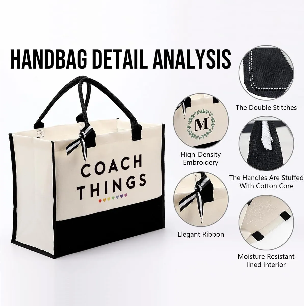EDCTO Coach Things Canvas Bag Gift, Coach Gift, Cotton Canvas Tote Bag, Utility Tote Shopping Bag Grocery Bags, Women Coach Canvas Beach Bag Gift, Appreciation Gift for Coach Teacher Colleagues