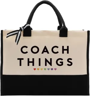 EDCTO Coach Things Canvas Bag Gift, Coach Gift, Cotton Canvas Tote Bag, Utility Tote Shopping Bag Grocery Bags, Women Coach Canvas Beach Bag Gift, Appreciation Gift for Coach Teacher Colleagues