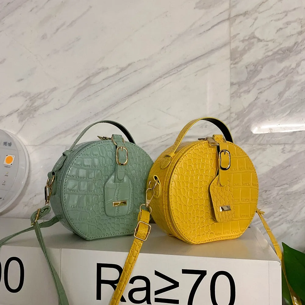 Efficient shipping Popular Simple PU Crossbody Small Shoulder Giveaway offer Casual Purse Daily Alligator Bag Female Women Lady Round Bag Handbag