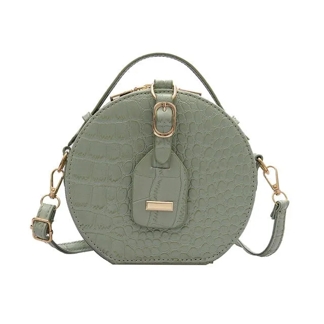Efficient shipping Popular Simple PU Crossbody Small Shoulder Giveaway offer Casual Purse Daily Alligator Bag Female Women Lady Round Bag Handbag