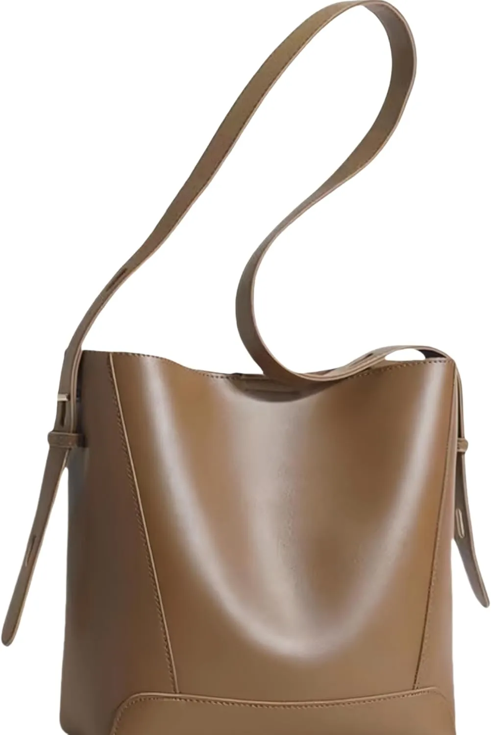 EIATLWomen's bucket bag premium leather shoulder bag, crossbody bag extended shoulder strap upgraded to 5 adjustable levels