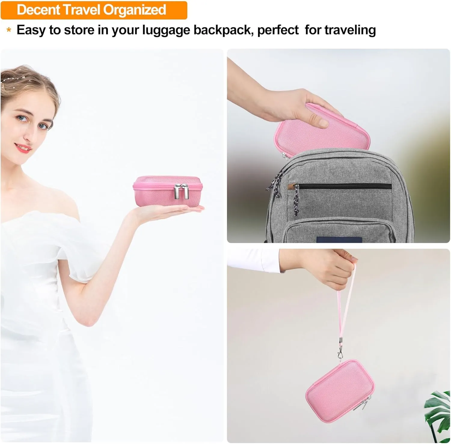Elonbo Carrying Case for Sony ZV-1F/ ZV-1 II/ZV-1 Vlog Digital Camera for Content Creators, Sony ZV1 Vlogging Camera Hard Travel Bag, Mesh Pocket fits Battery Card Reader Cable, Pink