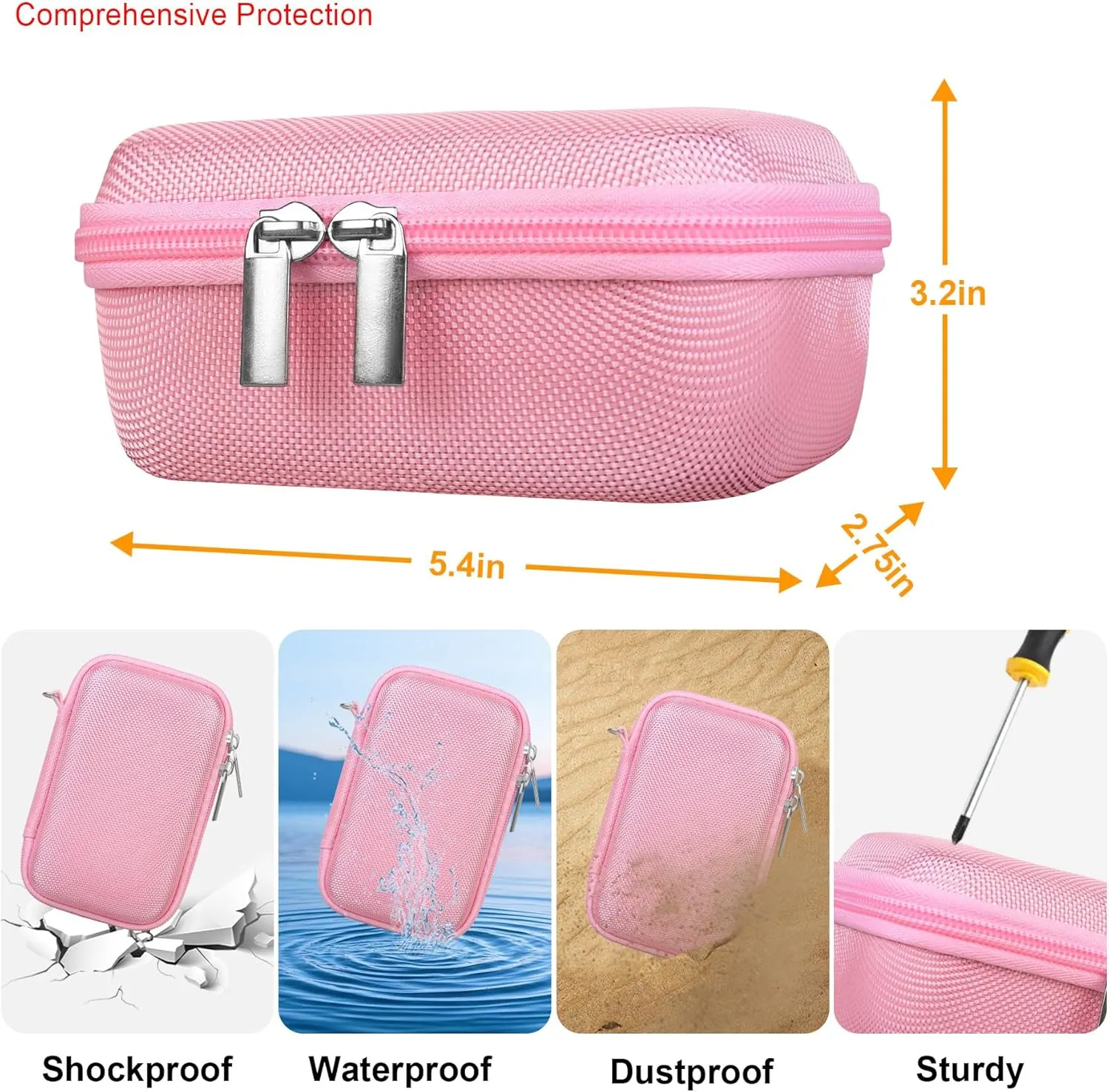 Elonbo Carrying Case for Sony ZV-1F/ ZV-1 II/ZV-1 Vlog Digital Camera for Content Creators, Sony ZV1 Vlogging Camera Hard Travel Bag, Mesh Pocket fits Battery Card Reader Cable, Pink