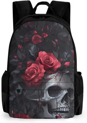 Ember Rose Death Skull Head Fashion Backpack Light Weight Daily Travel Hiking Laptop Shoulder Bag