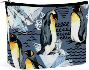 Emperor penguin Cosmetic Bag Travel Makeup Bags Leather Pouch Organizer Pen Case Pencil Container