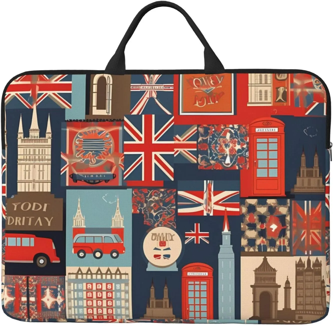 England Symbols Laptop Case Sleeve 14 inch Shockproof Protective Notebook Case Travel Laptop Bag with Handle Waterproof Computer Cover Briefcase Handbags for Men Women