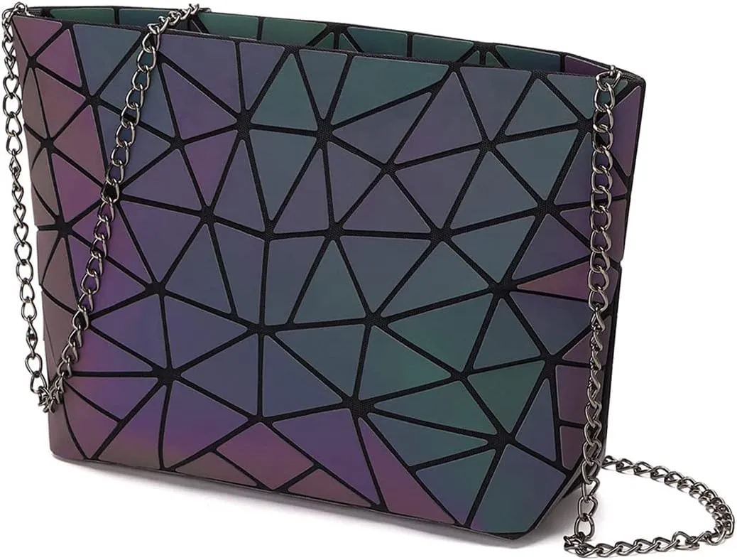 ESOVIO Holographic Purse Geometric Purse Luminous Handbag Purse and Wallet for Women Iridescent Purse Reflective Purse