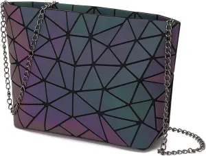 ESOVIO Holographic Purse Geometric Purse Luminous Handbag Purse and Wallet for Women Iridescent Purse Reflective Purse