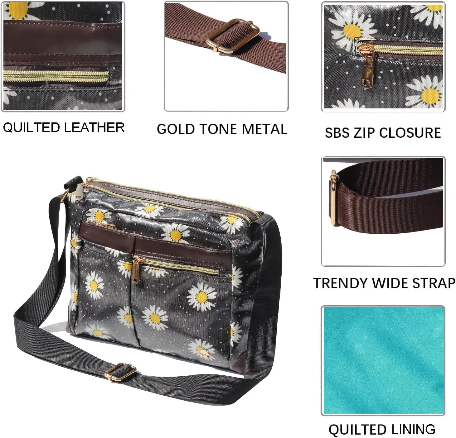 ESVAN Nylon Crossbody Bag For Women Waterproof Lightweight Casual Multi Pockets Shoulder Handbag Purse