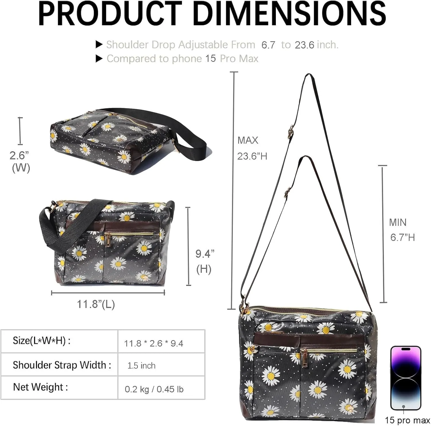 ESVAN Nylon Crossbody Bag For Women Waterproof Lightweight Casual Multi Pockets Shoulder Handbag Purse