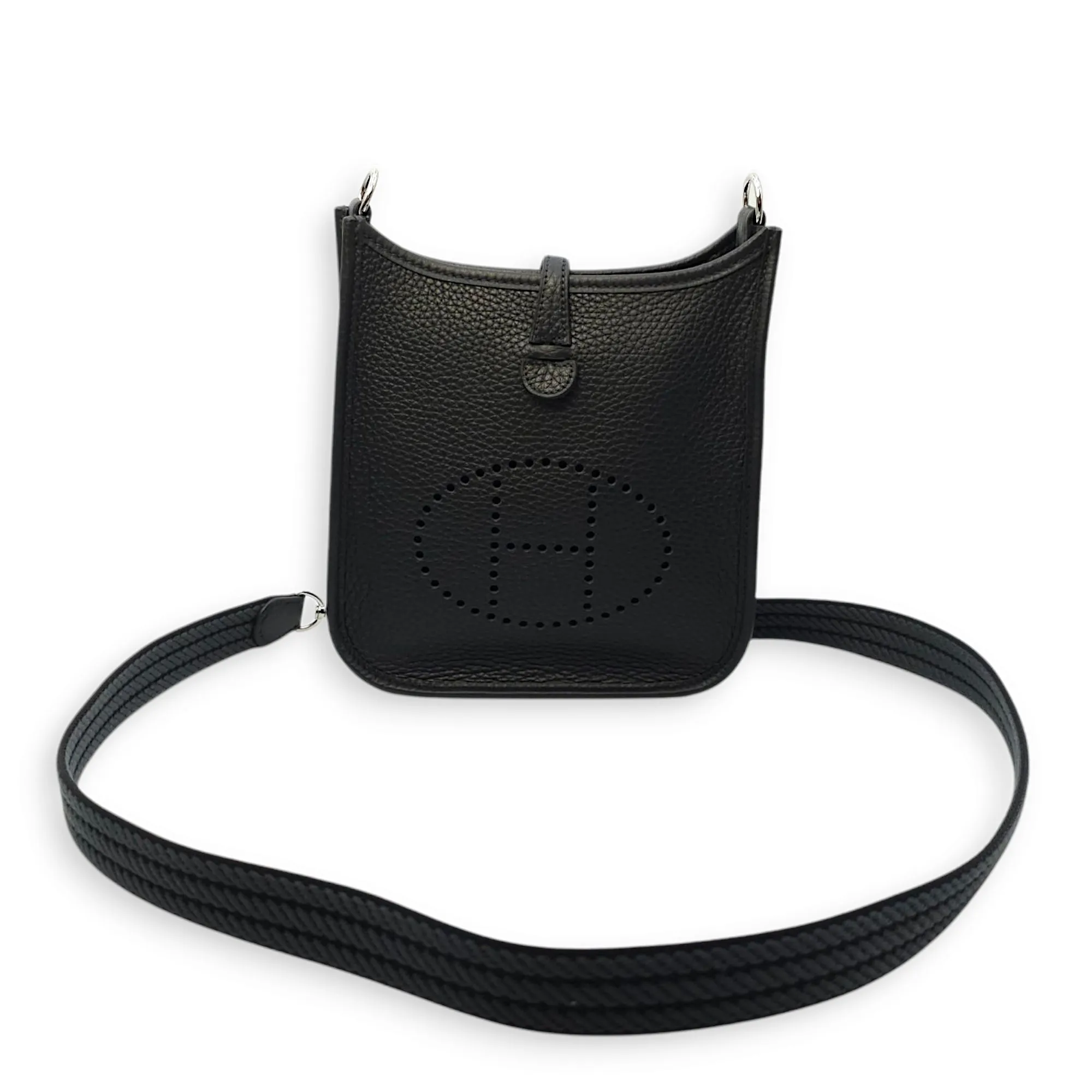 Evelyne (Short Strap) Mini Black/Gris Misty-Noir in Clemence, Palladium hardware