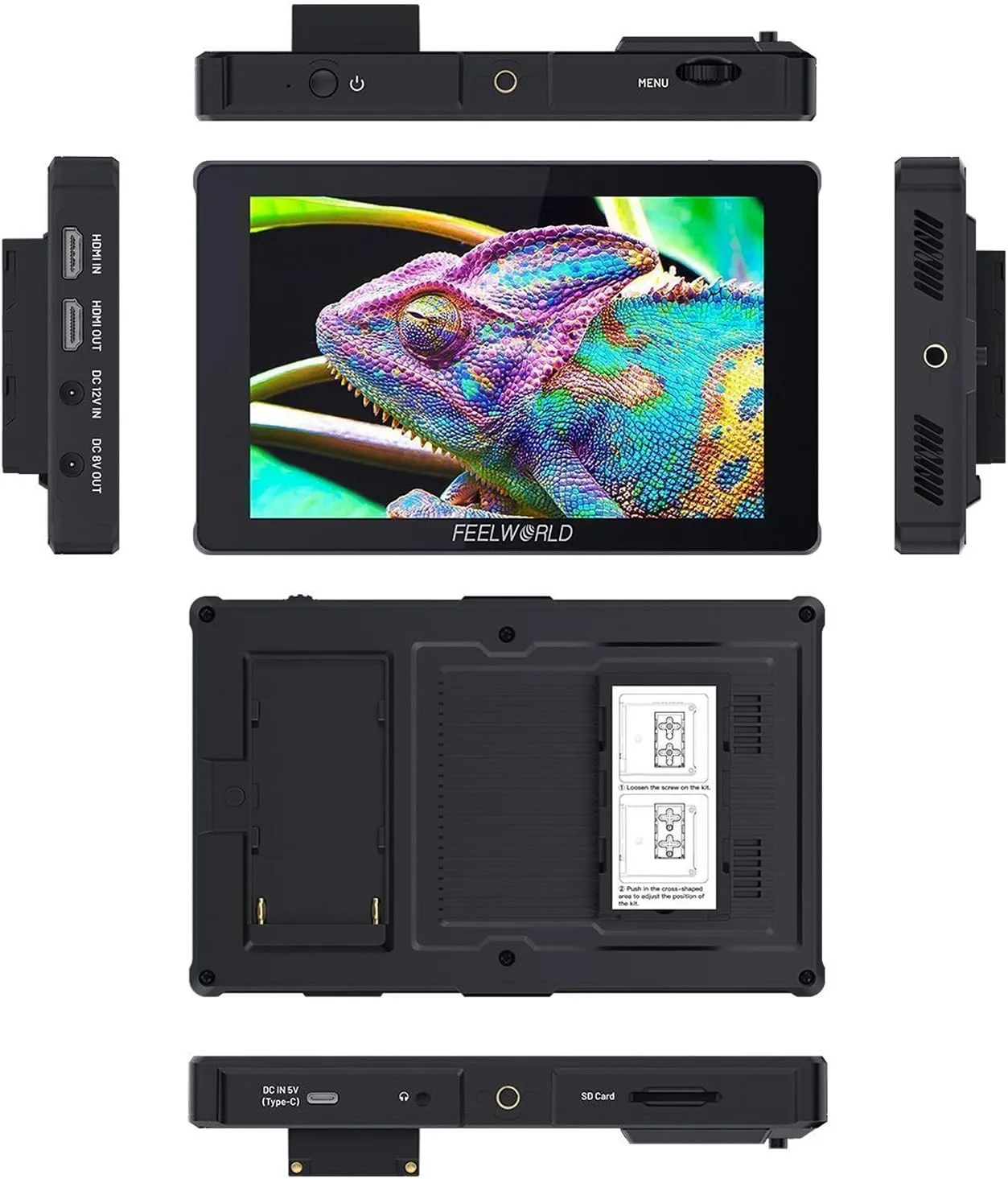 F7 Plus 7 Inch Camera Field Monitor, 4K HDMI Touch Screen 1200nits HDR 3D LUT Support DSLR Video Monitor with External Power Kit for Filmmaking Vlogging Videography
