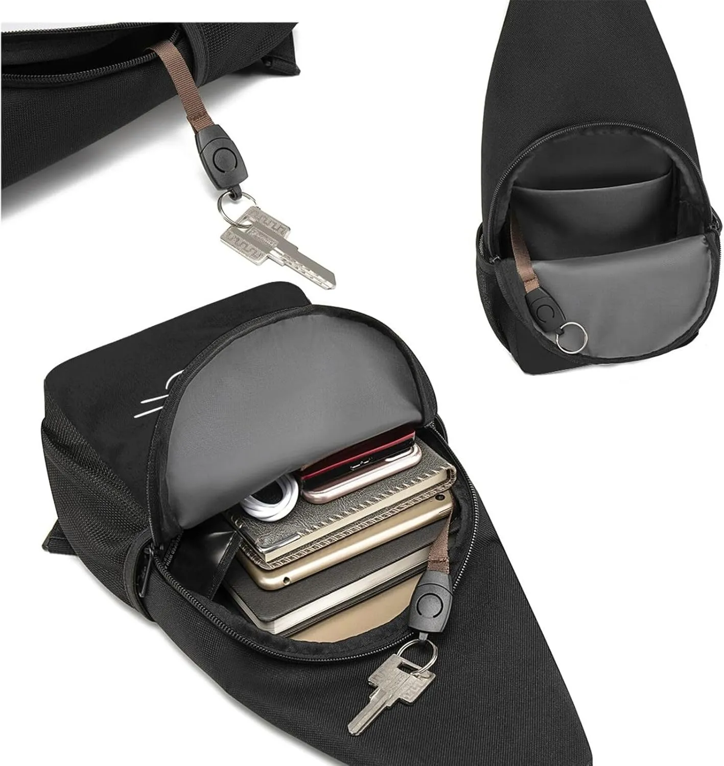 Face Mask Cat Nose Unisex Chest Bag Lightweight Crossbody Shoulder Bag Travel Pocket
