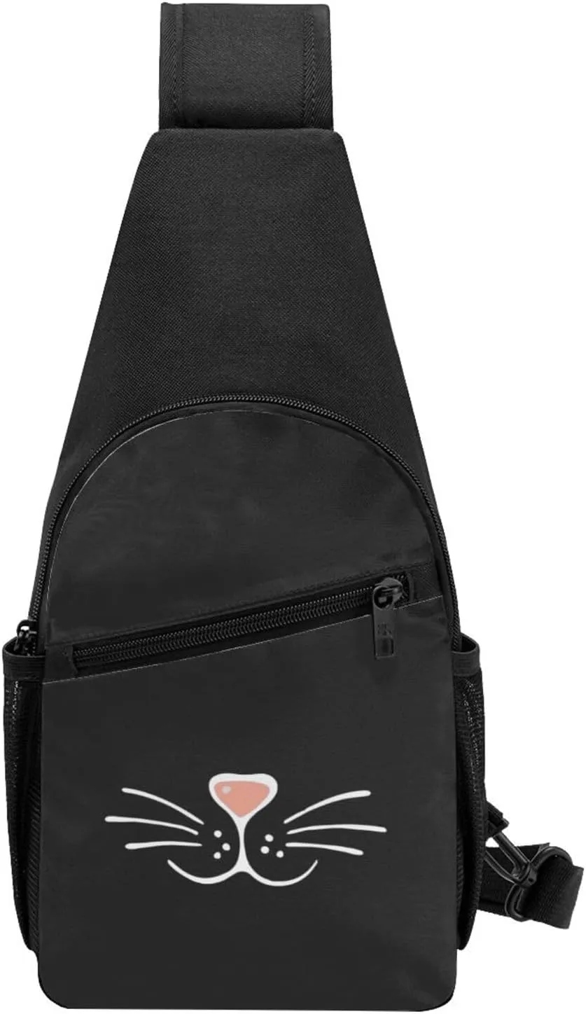 Face Mask Cat Nose Unisex Chest Bag Lightweight Crossbody Shoulder Bag Travel Pocket