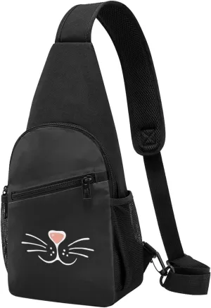 Face Mask Cat Nose Unisex Chest Bag Lightweight Crossbody Shoulder Bag Travel Pocket