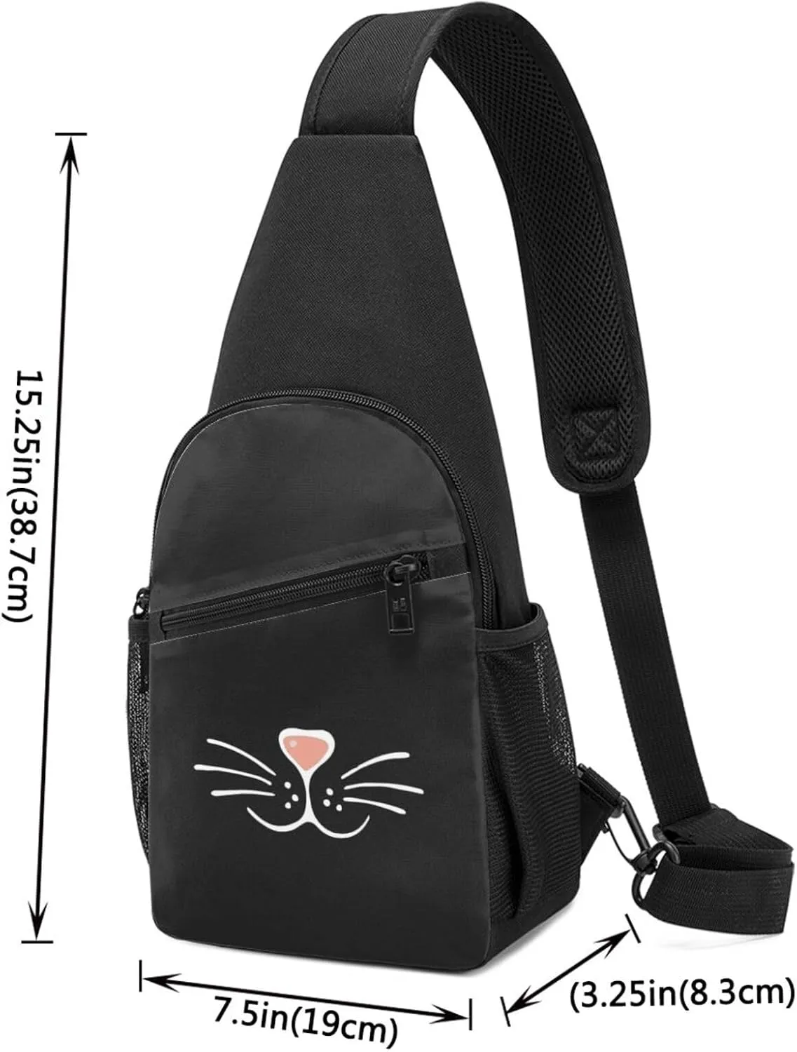 Face Mask Cat Nose Unisex Chest Bag Lightweight Crossbody Shoulder Bag Travel Pocket