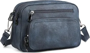 FADEON Crossbody Bags for Women Multi-pocket Leather Crossbody Purses, Designer Shoulder Bag Adjustable Removable Strap