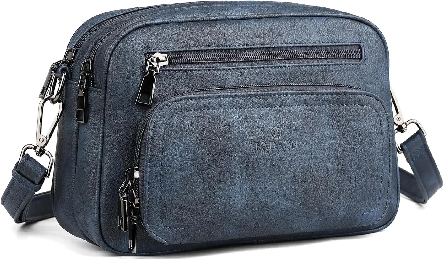 FADEON Crossbody Bags for Women Multi-pocket Leather Crossbody Purses, Designer Shoulder Bag Adjustable Removable Strap
