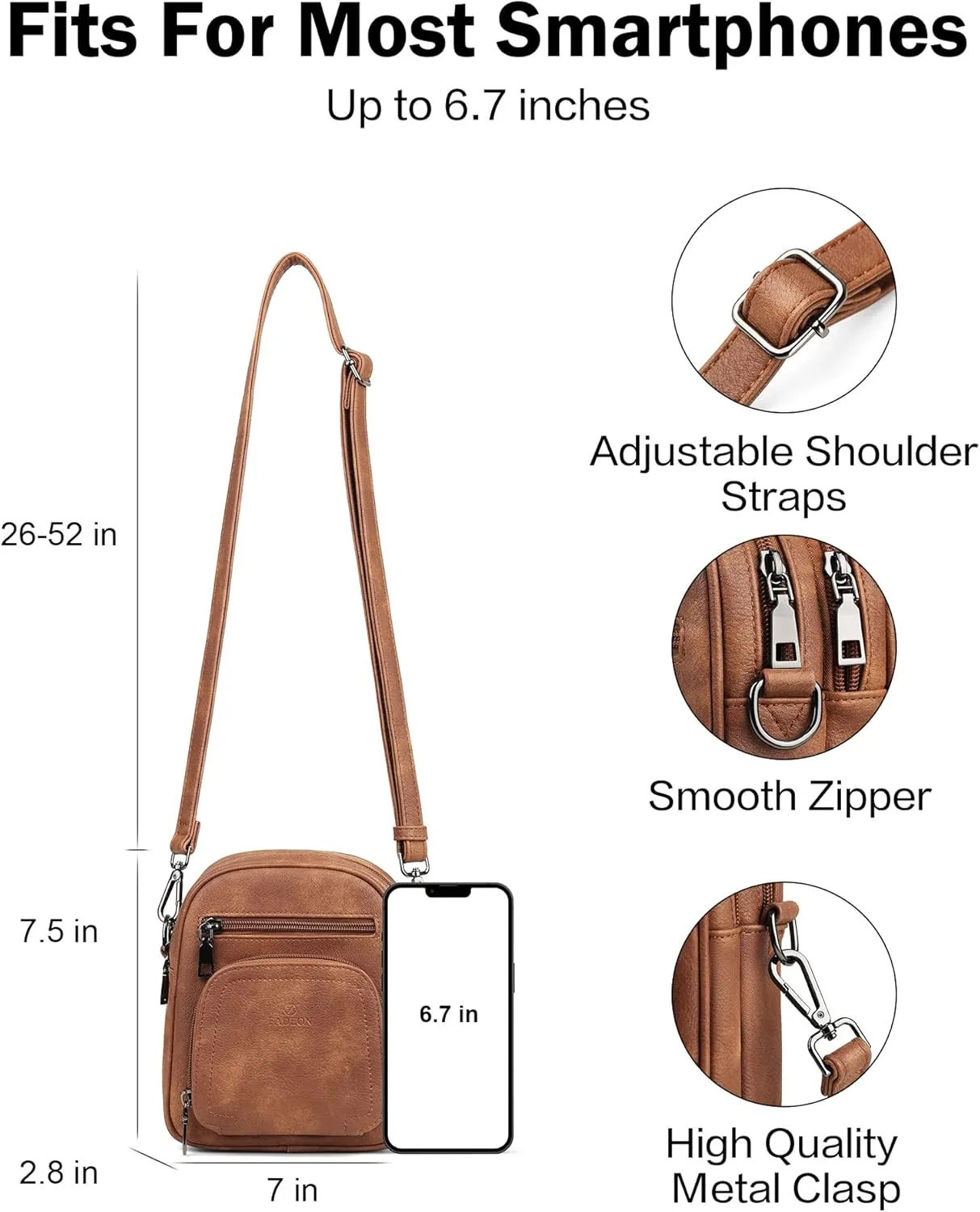 FADEON Small Purses for Women Crossbody Bags, Designer PU Leather Mini Cross Body Purse Travel Shoulder Bag Card Slots