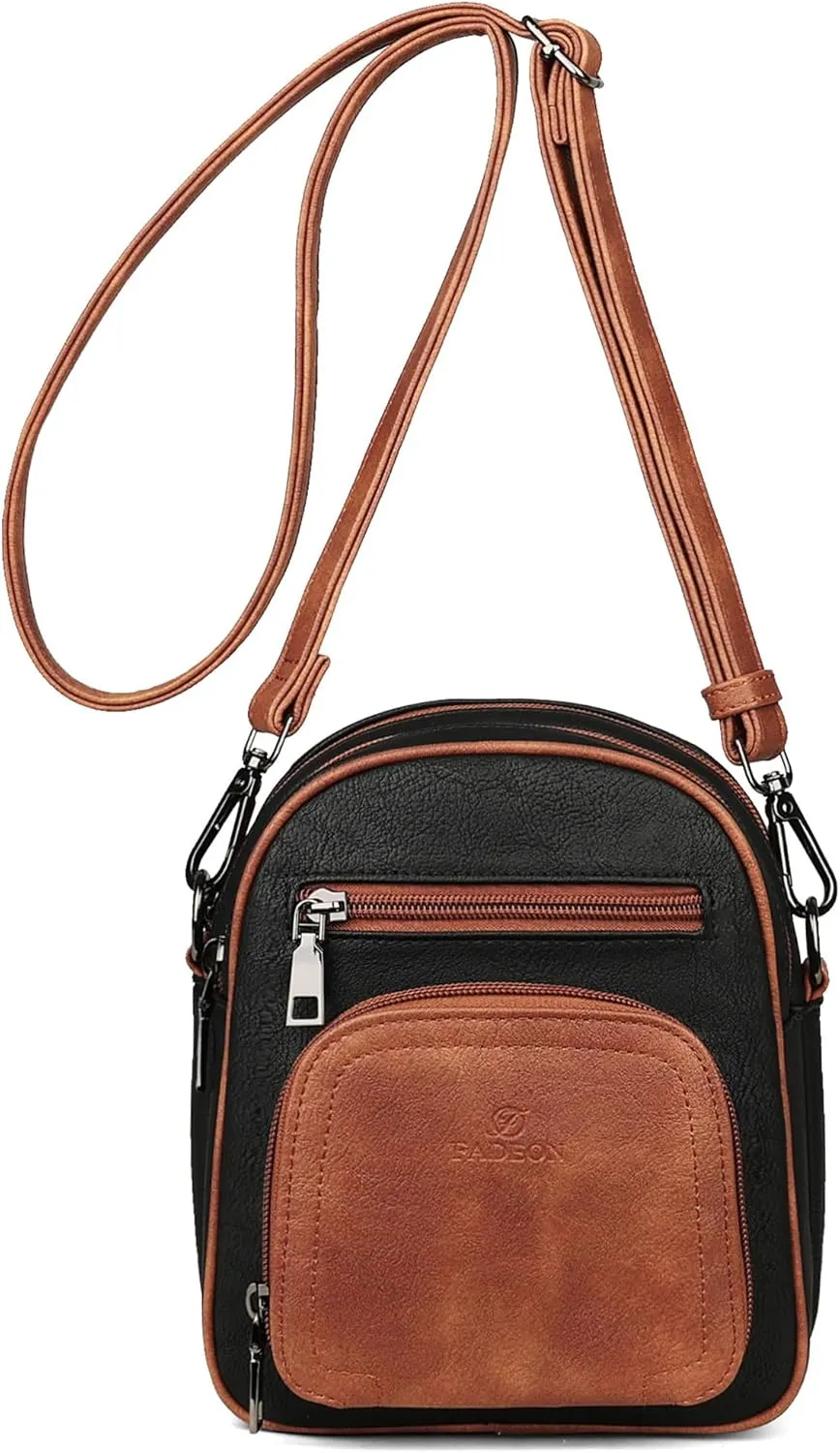 FADEON Small Purses for Women Crossbody Bags, Designer PU Leather Mini Cross Body Purse Travel Shoulder Bag Card Slots