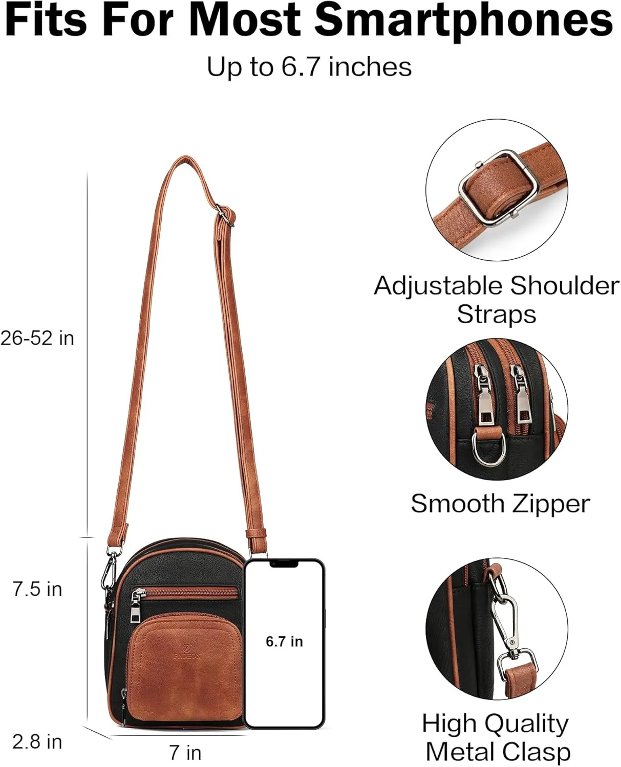 FADEON Small Purses for Women Crossbody Bags, Designer PU Leather Mini Cross Body Purse Travel Shoulder Bag Card Slots