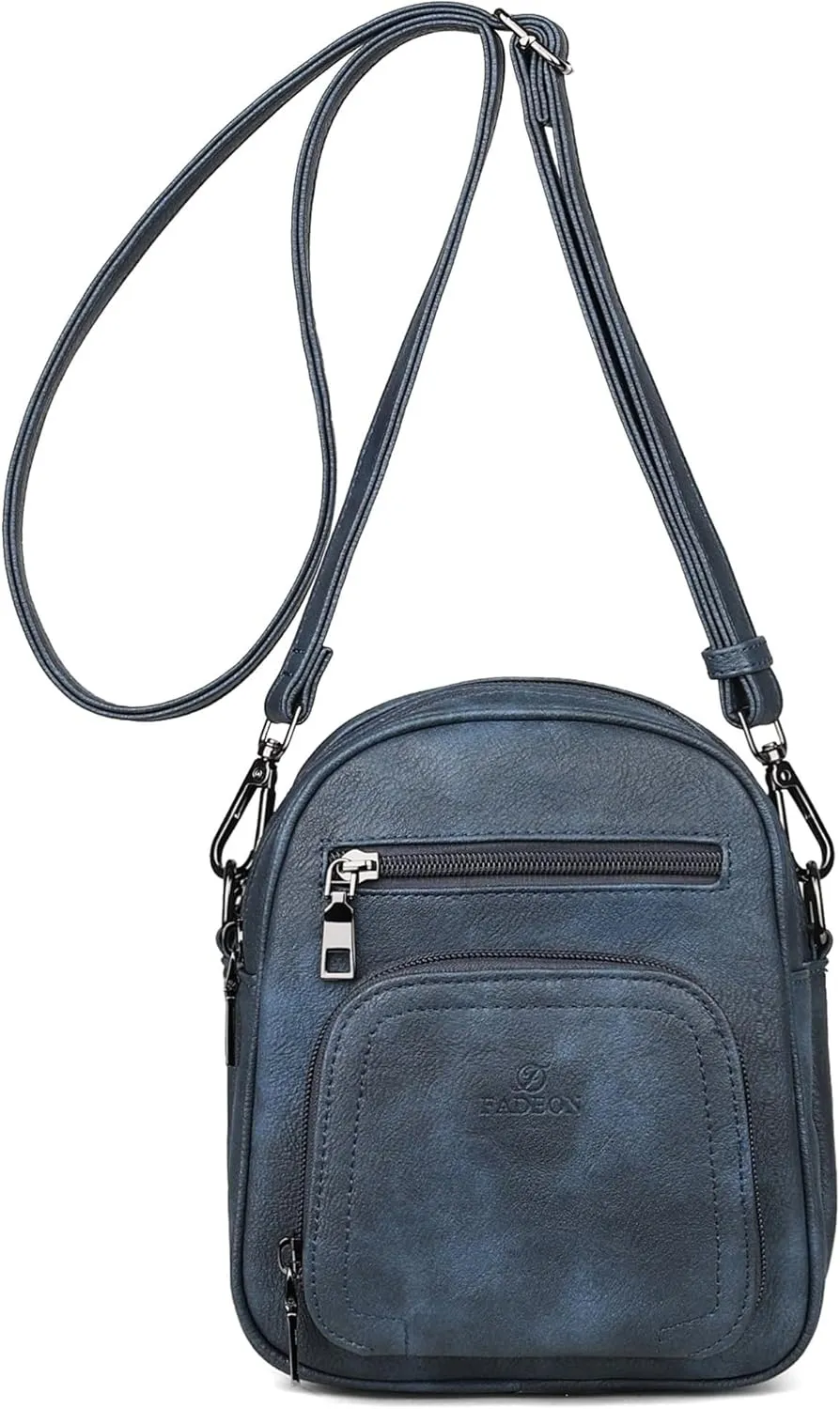 FADEON Small Purses for Women Crossbody Bags, Designer PU Leather Mini Cross Body Purse Travel Shoulder Bag Card Slots
