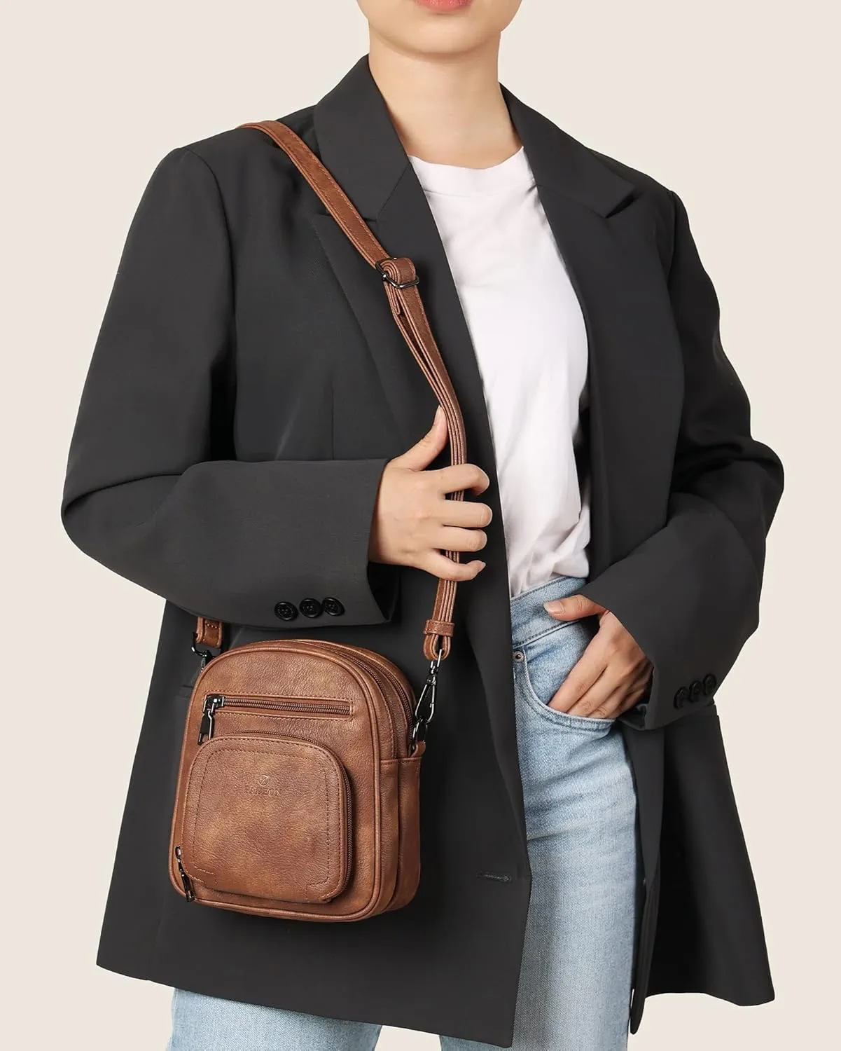 FADEON Small Purses for Women Crossbody Bags, Designer PU Leather Mini Cross Body Purse Travel Shoulder Bag Card Slots