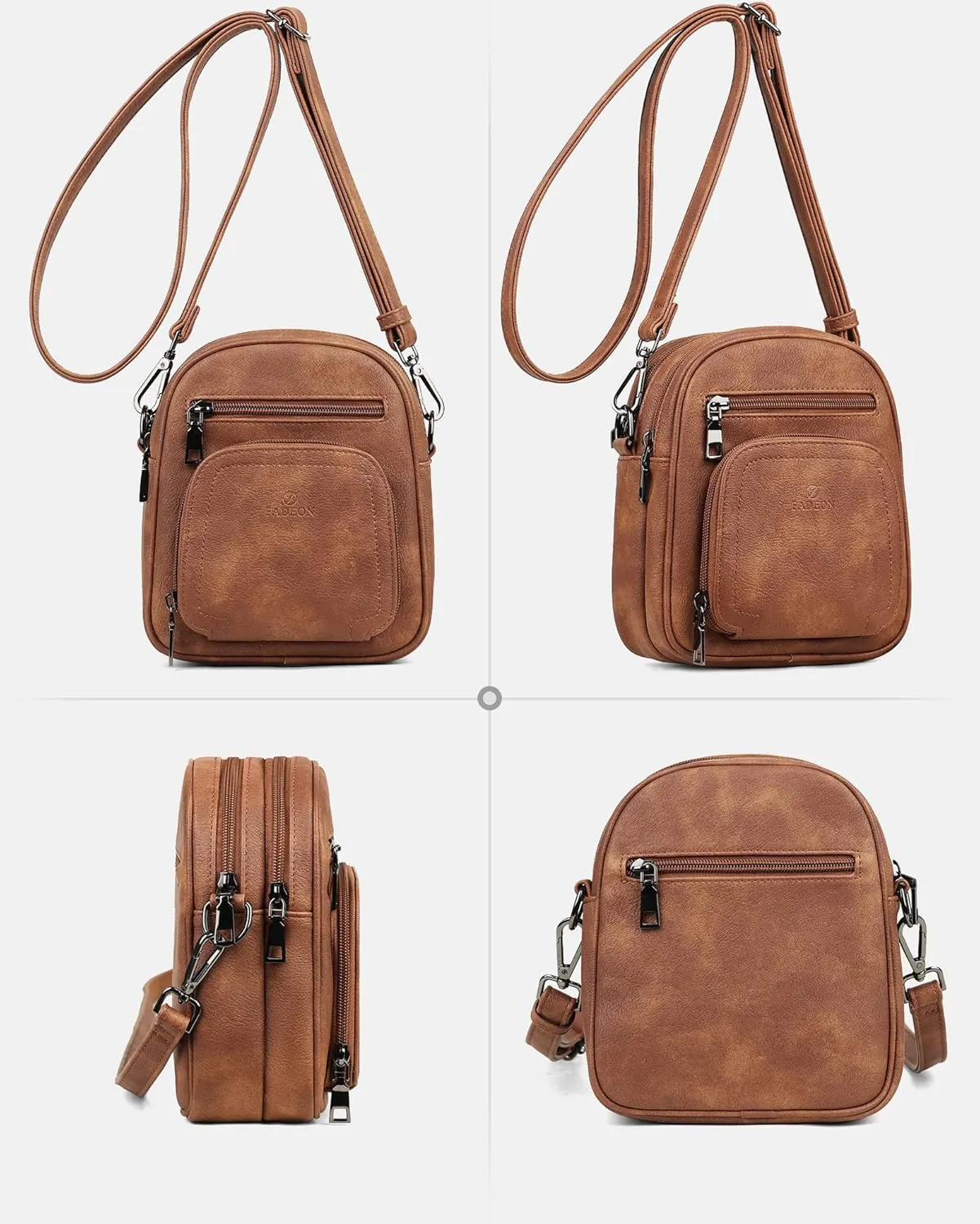 FADEON Small Purses for Women Crossbody Bags, Designer PU Leather Mini Cross Body Purse Travel Shoulder Bag Card Slots