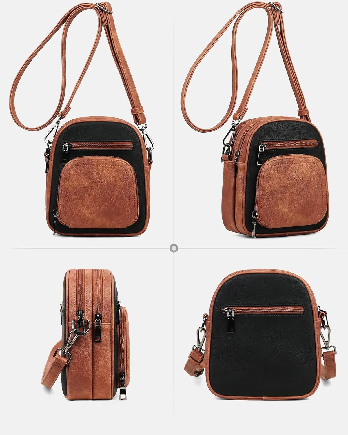 FADEON Small Purses for Women Crossbody Bags, Designer PU Leather Mini Cross Body Purse Travel Shoulder Bag Card Slots