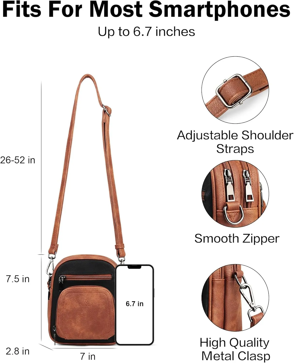 FADEON Small Purses for Women Crossbody Bags, Designer PU Leather Mini Cross Body Purse Travel Shoulder Bag Card Slots