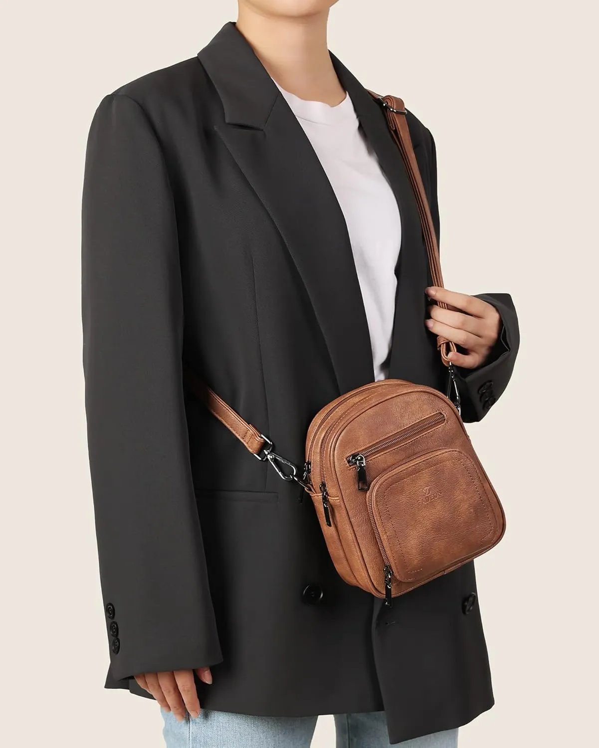 FADEON Small Purses for Women Crossbody Bags, Designer PU Leather Mini Cross Body Purse Travel Shoulder Bag Card Slots