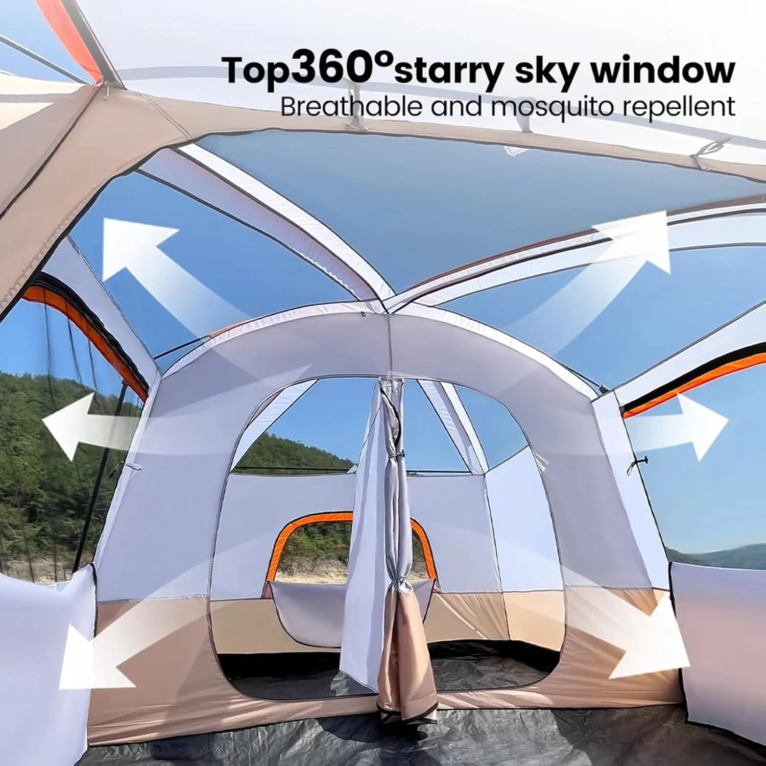 Family Camping Bell Tent 4 Season Luxury Outdoor Camping and Glamping Yurt Tent for Camping Hiking Christmas Party