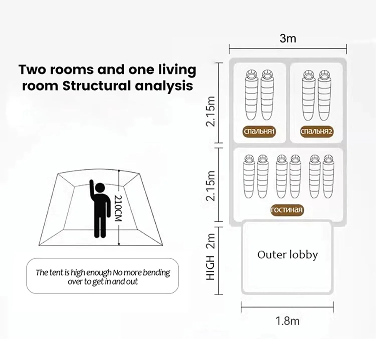 Family Camping Bell Tent 4 Season Luxury Outdoor Camping and Glamping Yurt Tent for Camping Hiking Christmas Party