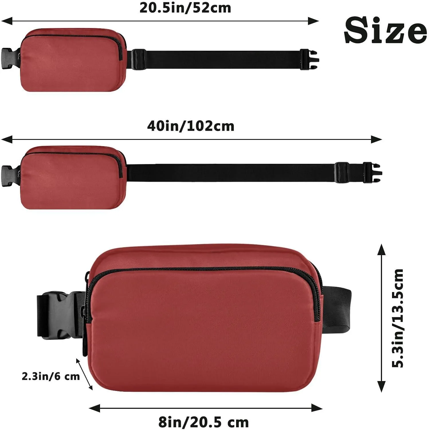 Fanny Pack for Women Men with Zipper Brown Fashion Waist Pack, Small Cross Body bags for Running,Hiking,Cycling,Travel 20833