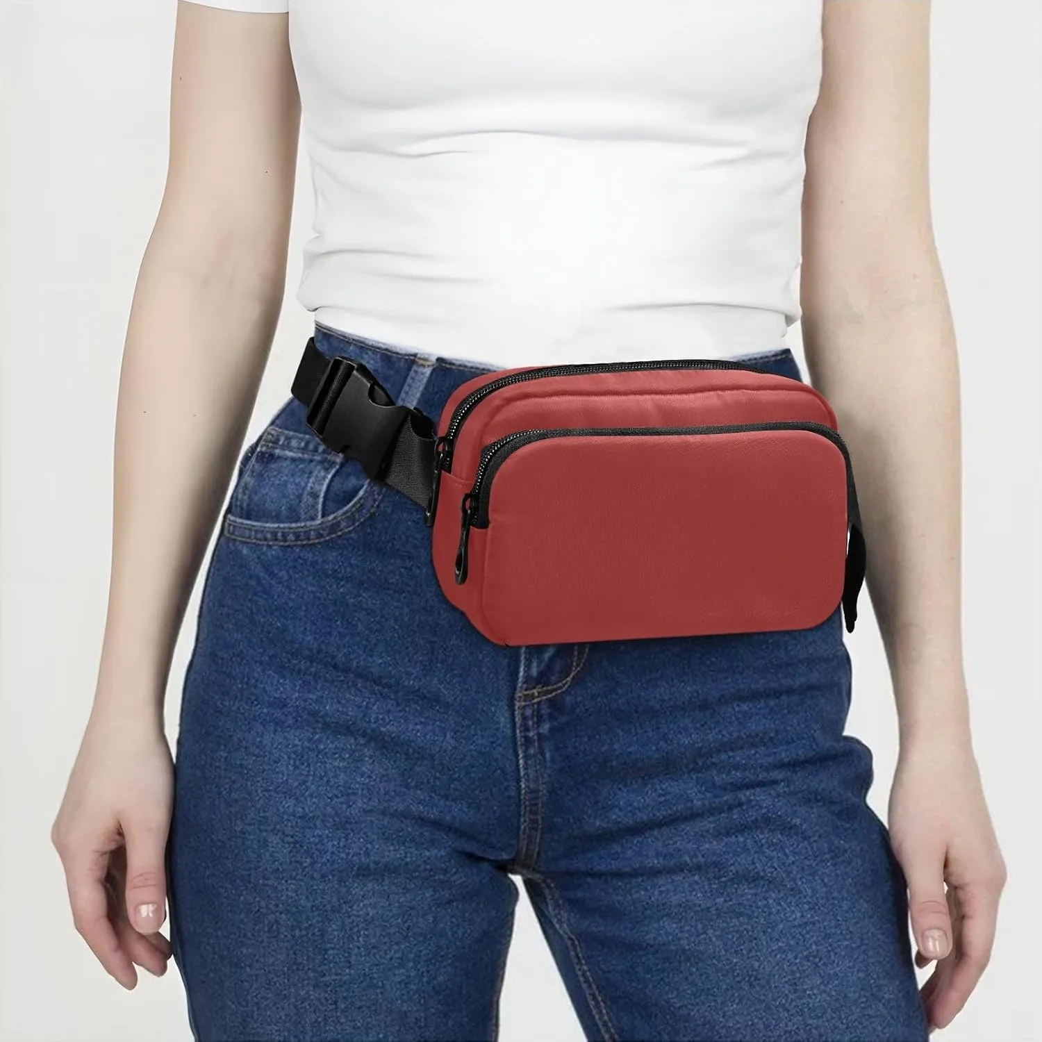 Fanny Pack for Women Men with Zipper Brown Fashion Waist Pack, Small Cross Body bags for Running,Hiking,Cycling,Travel 20833