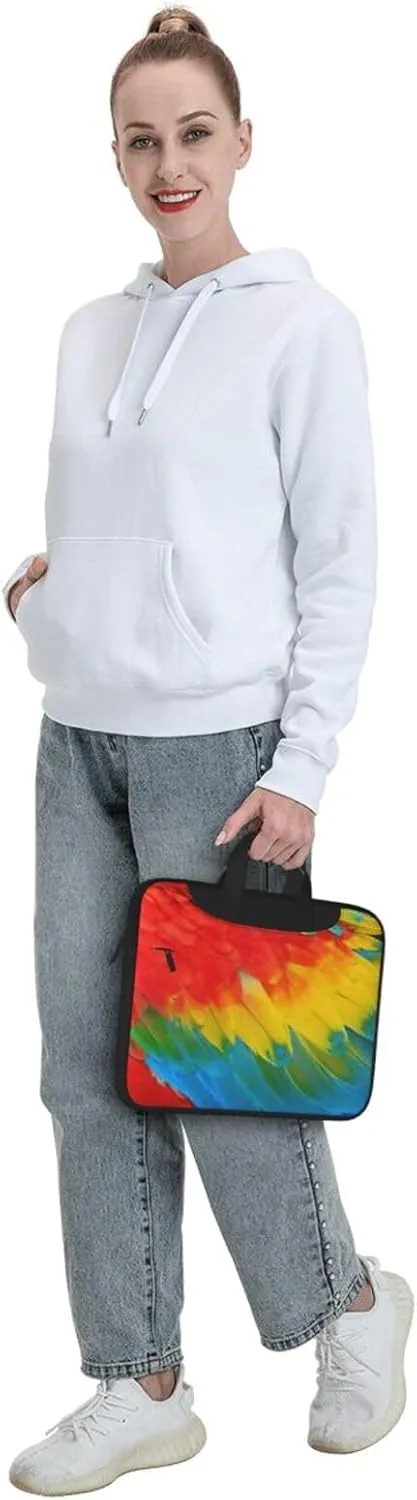 Fantastic Parrot Feather Print Laptop Bag,Can Use It Freely As A Shoulder Bag,Crossbody Bag,And Briefcase