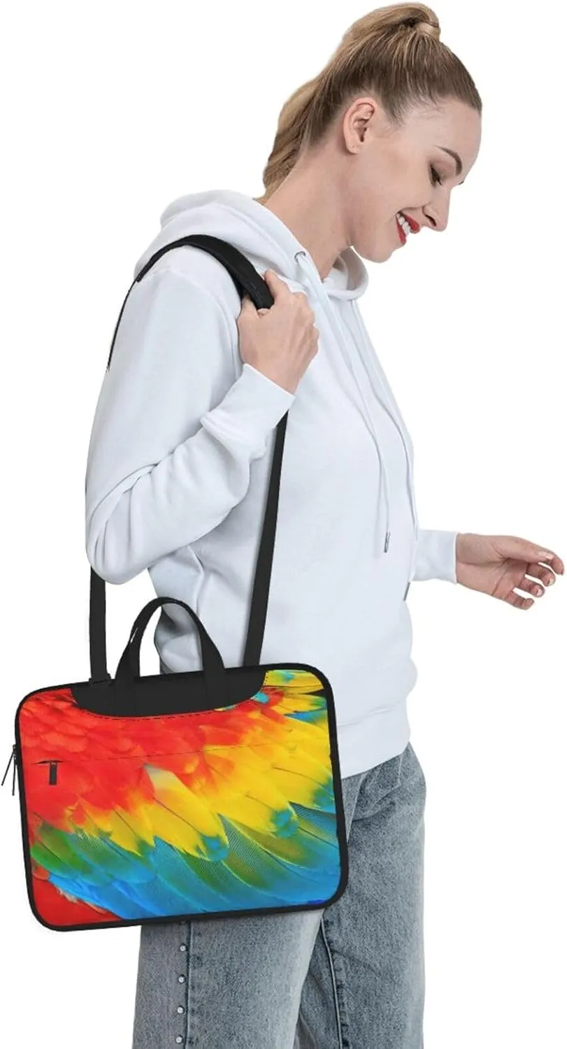 Fantastic Parrot Feather Print Laptop Bag,Can Use It Freely As A Shoulder Bag,Crossbody Bag,And Briefcase