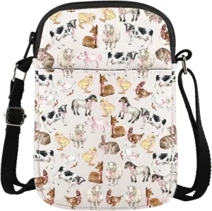 Farm Animal Pink Bow Gift Coquette Barnyard Animal Aesthetic Farm Animal Crossbody Bag for Animal Lover