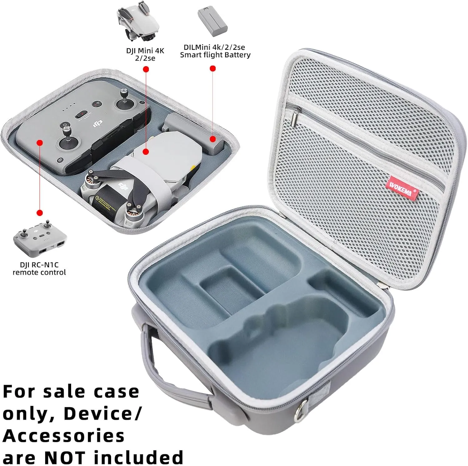Father&I Drone 4K Mini / 2SE/2 Combo Accessories Only (Carry-ing) Protective Case Hard Storage Organizer Bag Holder for DJi Mini 4K / 2SE/2 Crossbody &Two Way Zipper, Grey (NOT Silicone)