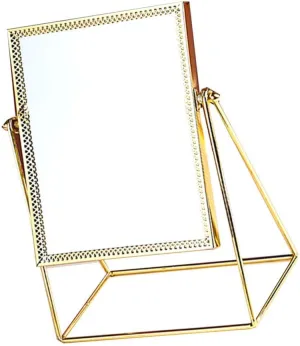 FAVOMOTO Decorative Home Mirror Square Flower Lace Makeup Mirror Perfect for Desk Cosmetics Use