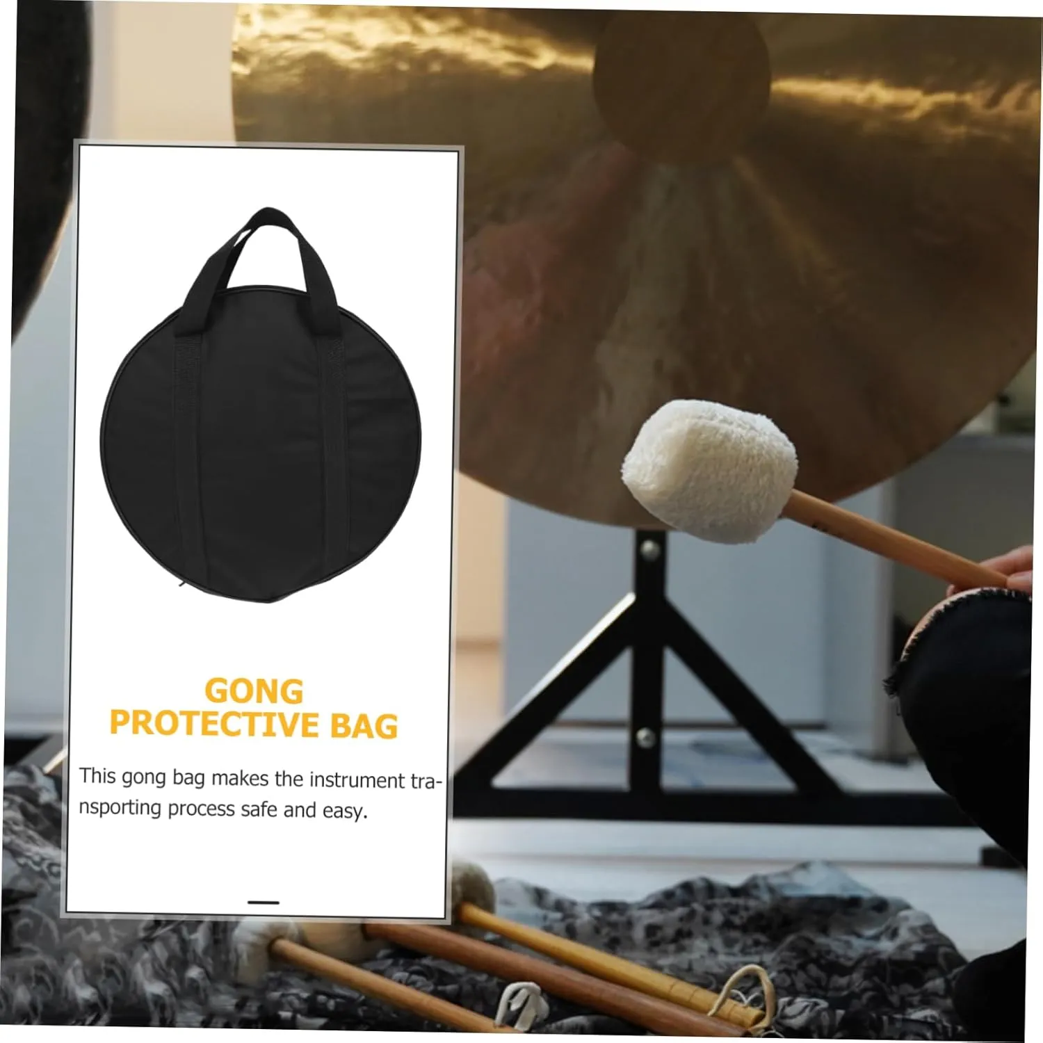 FAVOMOTO High-grade Gong Bag Cymbal Holder Travel Drum Set Case Cross-body Carrying Case Scratch-resistant Material