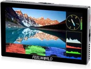 FEELWORLD P6X 5.5 inch 1000nit Aluminium Camera Field DSLR Monitor Touchscreen High Brightness Portable Waveform HDR 4K HDMI Input and Output 3D LUT Out Weight 249g