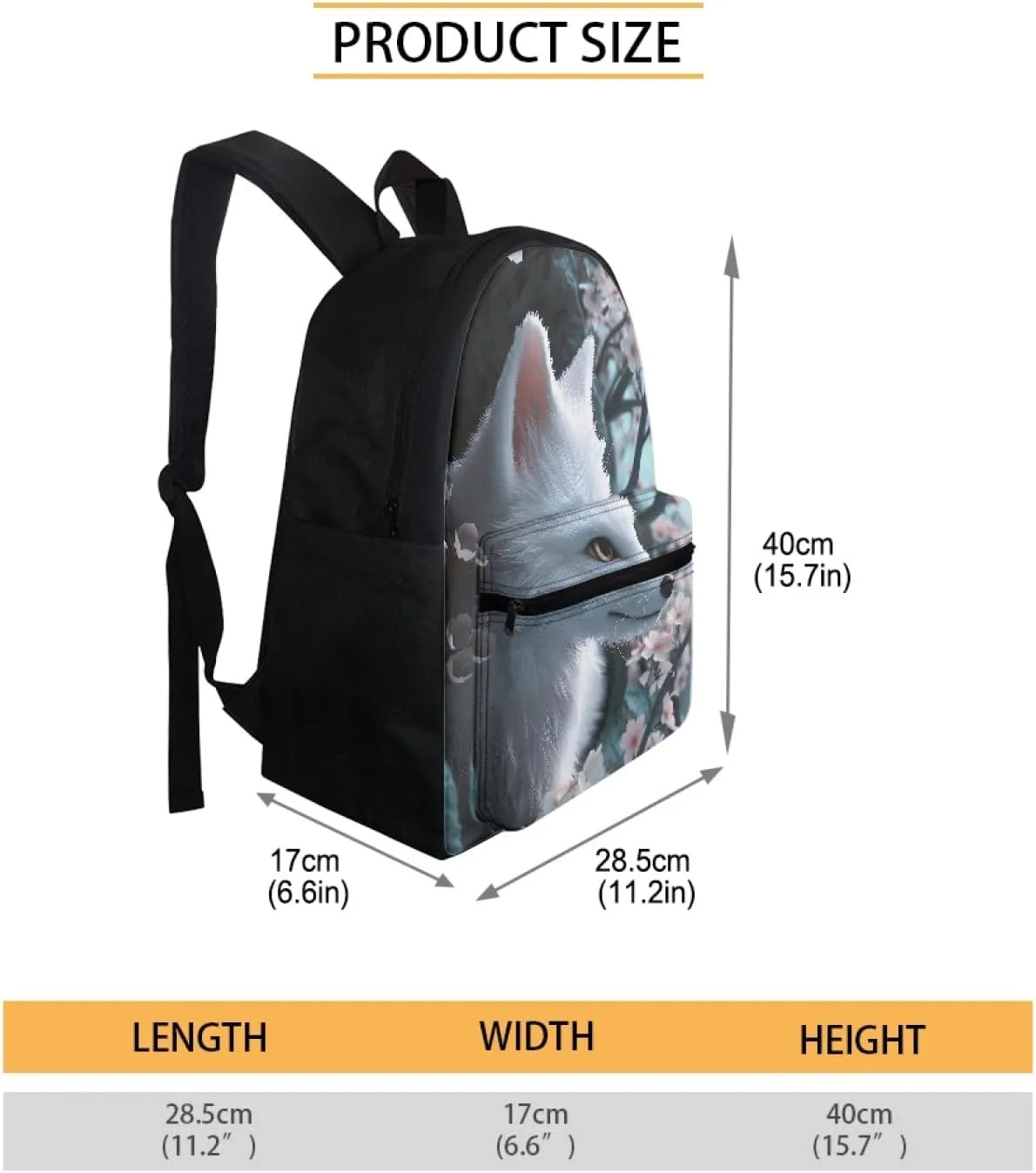 Fire Anger Fox Print Backpack School Bag for Boy Girl Men Women Large Capacity Book Bag Travel Daypack Rucksack,Fox 03