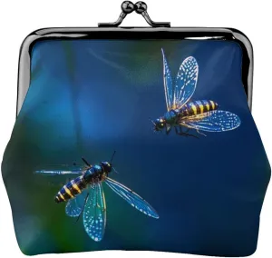Firefly Flickers Print PU Leather Coin Purse, Portable Mini Kiss-lock Change Purse Coin Wallets for Women Men, Keys