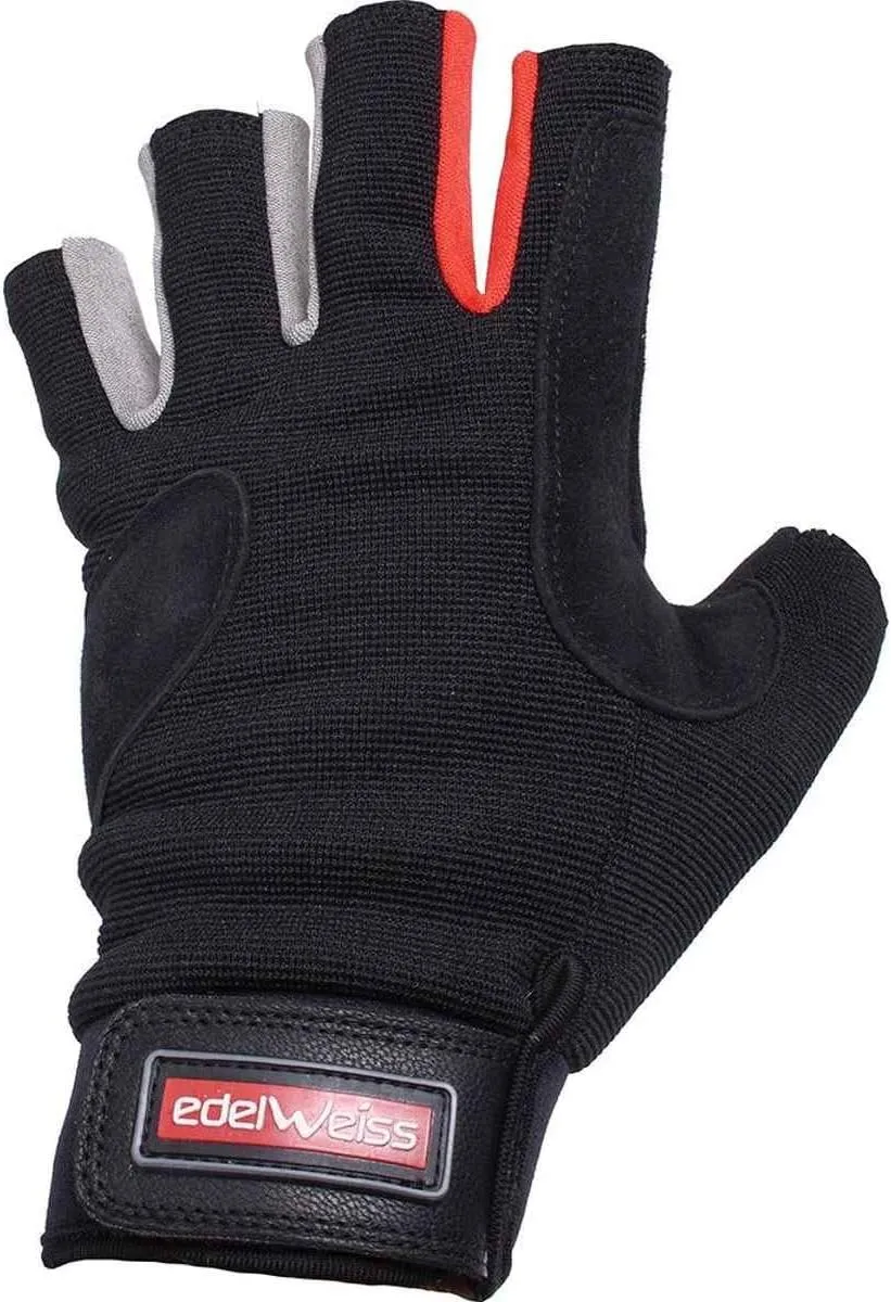 Five Fingerless Abrasion Resistant Goat Leather Belay Rappel Glove, Small