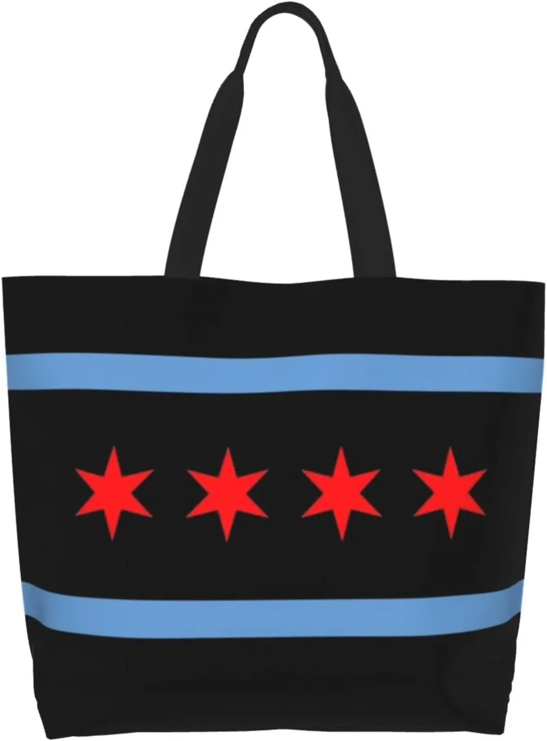 Flag Grocery Bag Chicago Shoulder Bag Handbag Shopping Grocery Bags Chicago Flag Bag Canvas Bag
