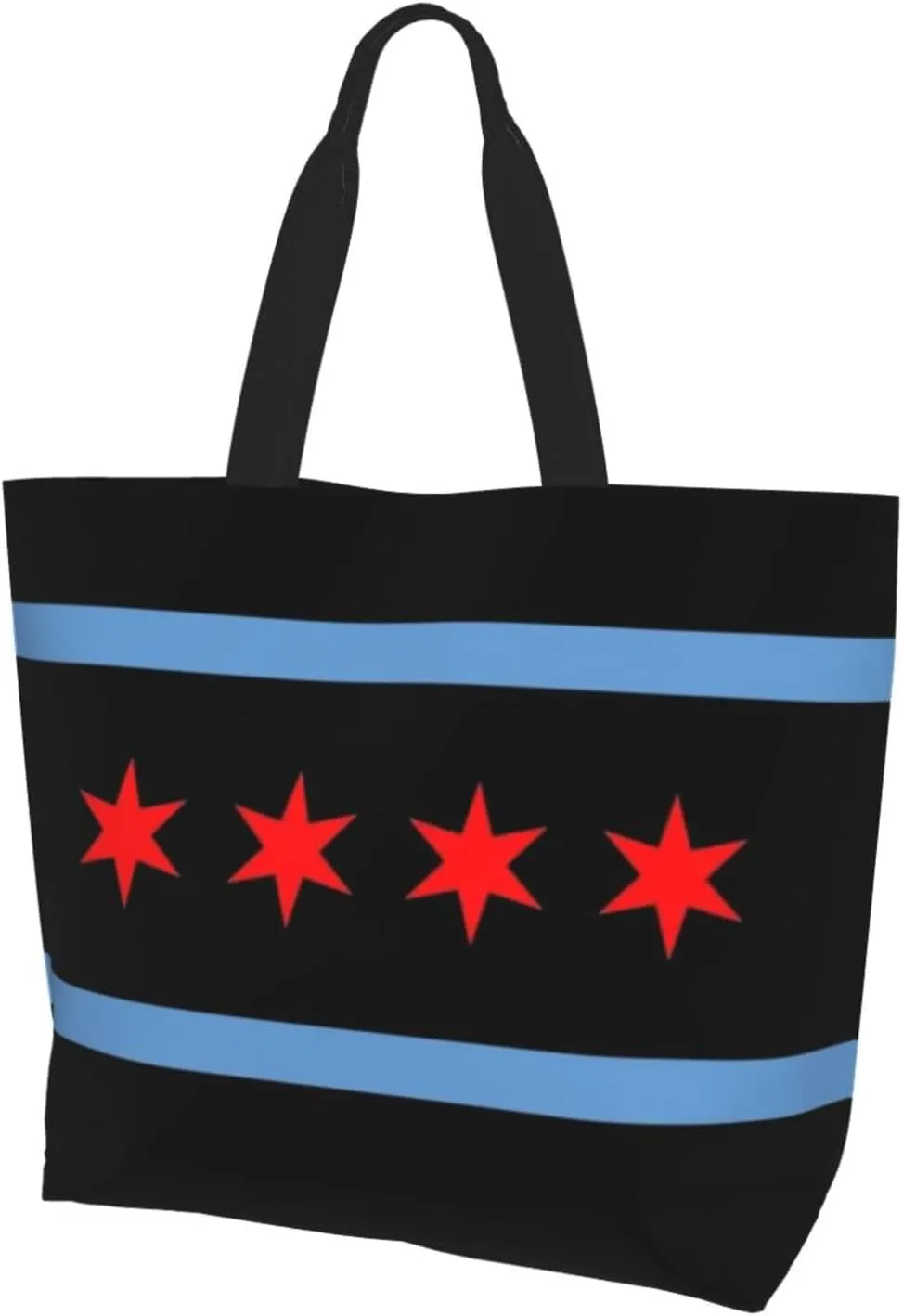 Flag Grocery Bag Chicago Shoulder Bag Handbag Shopping Grocery Bags Chicago Flag Bag Canvas Bag