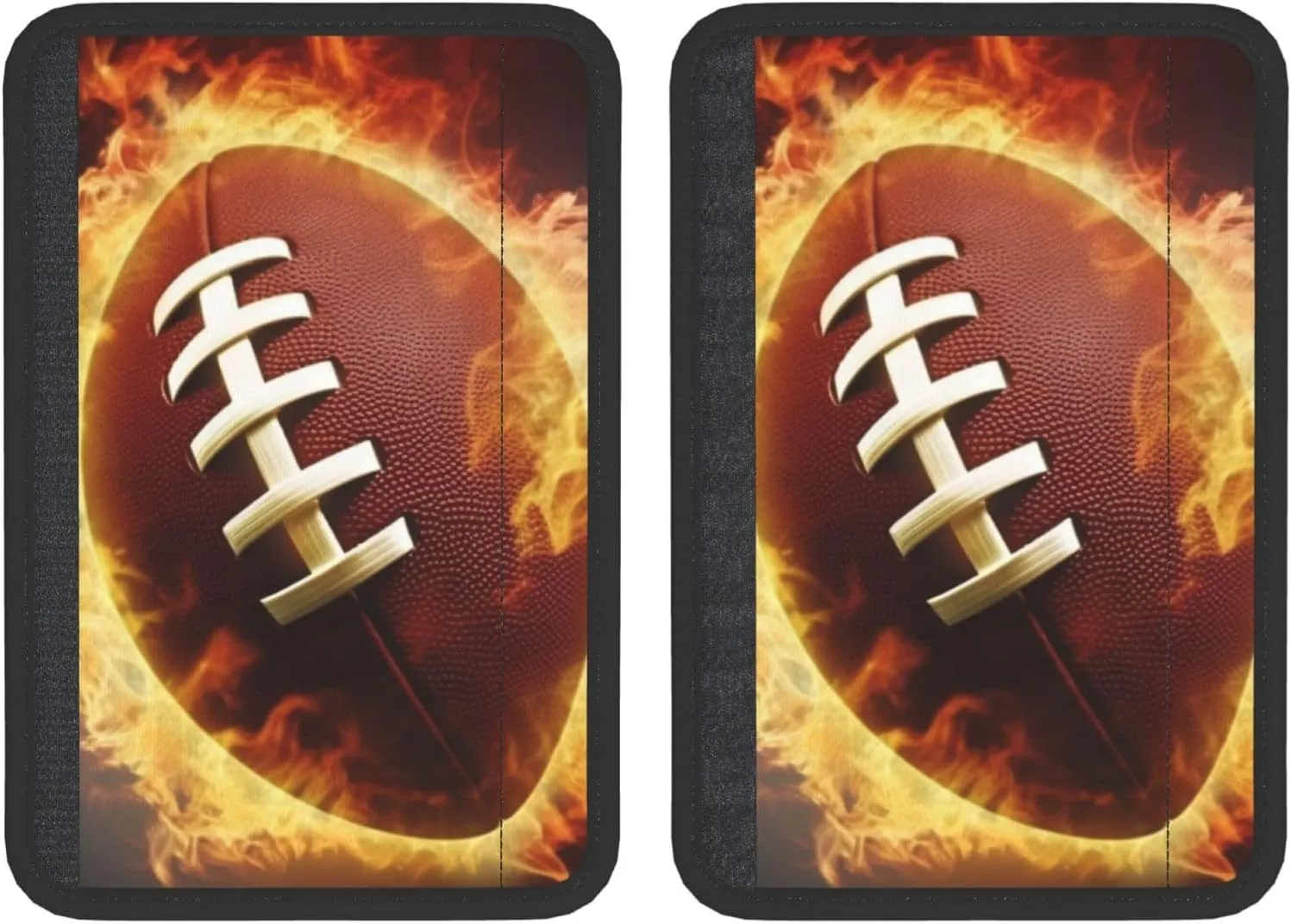 Flaming American Football Car Seat Belt Pad 2 Pack Universal Fit Seatbelt Cover Soft and Comfortable Backpack Shoulder Pad Adjustable Neck Cushion Protector Harness Pad for Car Bag