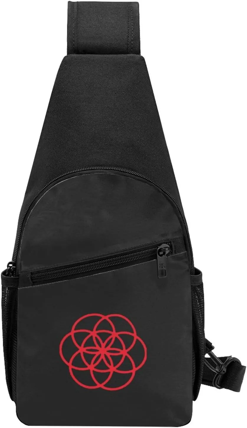 Flower Of Life Sacred Geometry Unisex Chest Bag Lightweight Crossbody Shoulder Bag Travel Pocket Black