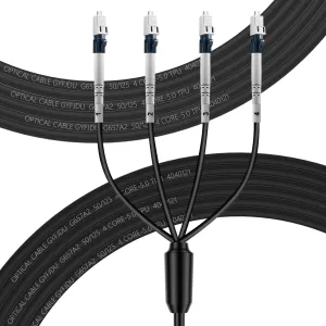 FLYPROFiber- 4 Core Outdoor Armored Fiber Optic Cable 75m/246ft, OS2 LC to LC Outdoor, Industrial TPU, 4 Strands Single Mode Fiber Cable Direct Burial, 9/125um, OD-5mm